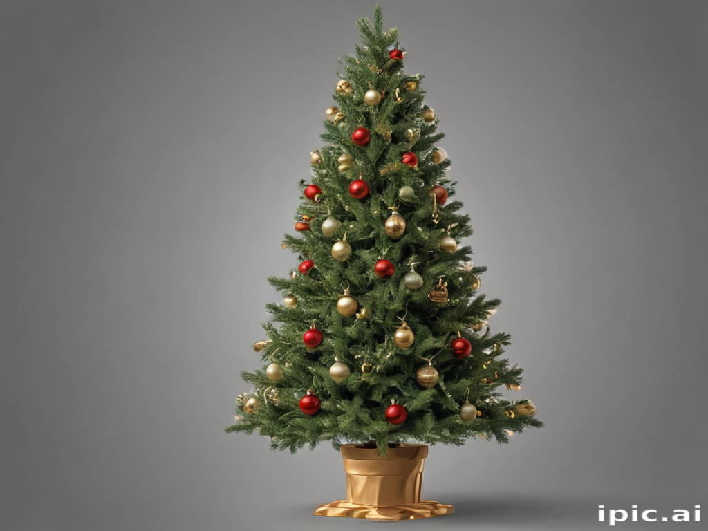 A Beautifully Decorated Christmas Tree Adorned with Red and Gold Ornaments.