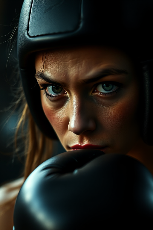 photograph close up portrait of Female boxer training, serious, stoic cinematic 4k epic detailed 4k epic detailed photograph shot on kodak detailed bokeh cinematic hbo dark moody