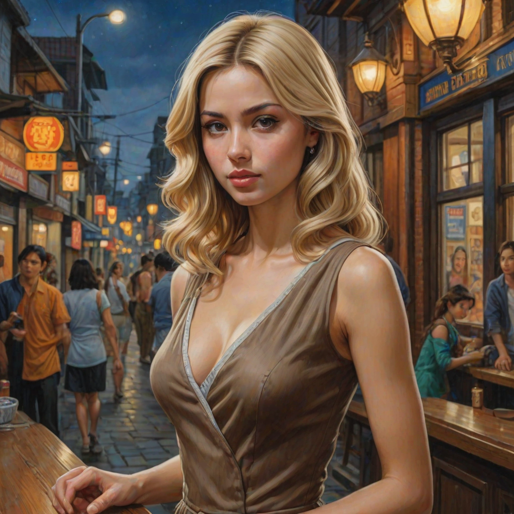 by Mike Worrall and Chizuko Yoshida in the style of Greg Hildebrandt, Argentinian brown_haired character, , Malaysian, blonde