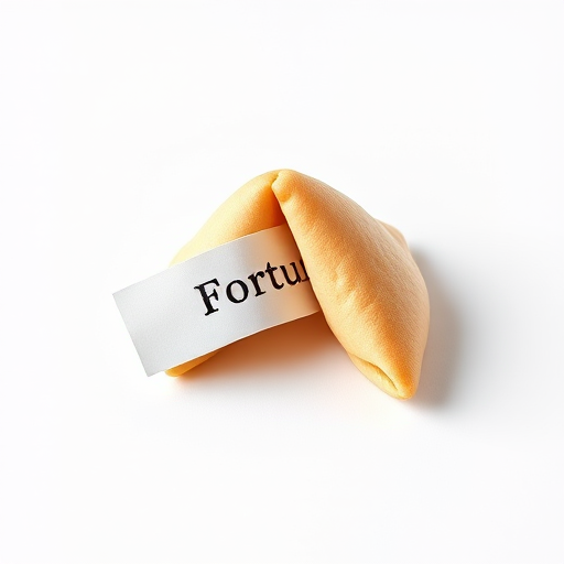 Create a high-resolution digital illustration of a fortune cookie on a white background, captured with a DSLR camera at f/2.8 aperture, ISO 100, and a 50mm lens, using a soft, diffused lighting setup for enhanced detail and depth.