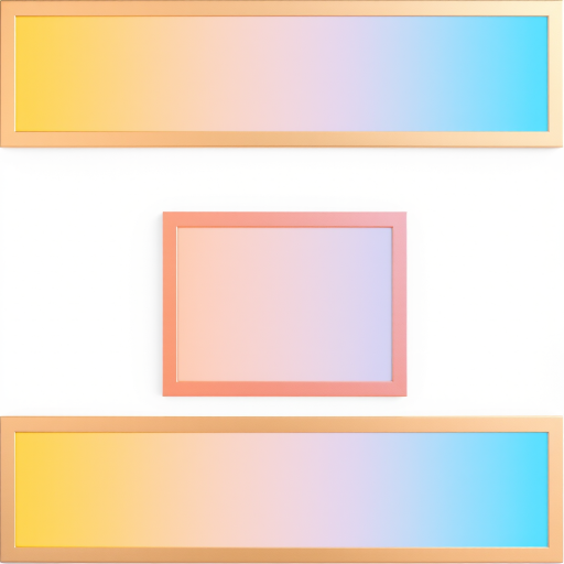 Create a high-resolution image displaying a gradient of colored rectangles with metallic borders on a clean white background, using a DSLR camera with a 50mm lens, aperture set to f/2.8, ISO 100, and a focus distance of 1 meter for enhanced image clarity.