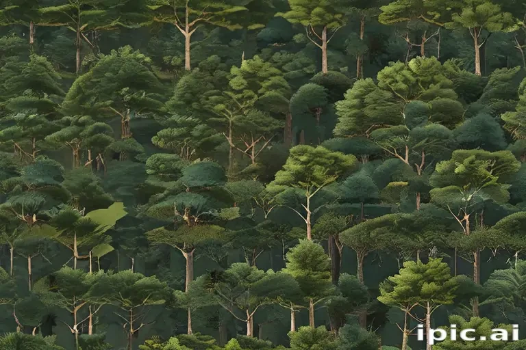 Vibrant Lush Green Forest with Diverse Trees and Dense Foliage