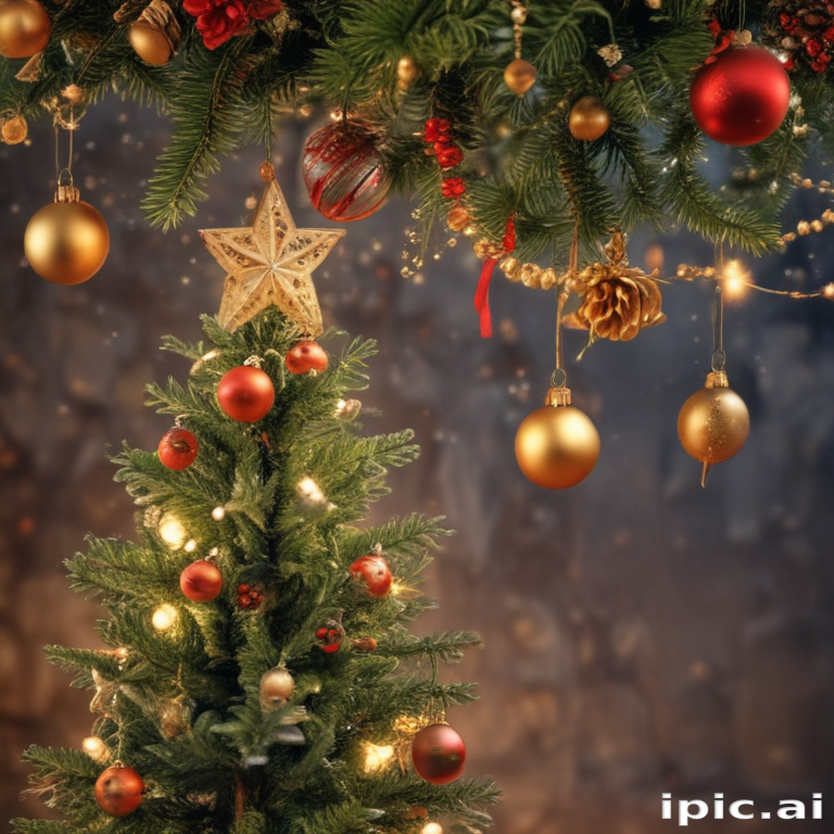 Decorated Christmas Tree with Ornaments and Twinkling Lights in Cozy ...