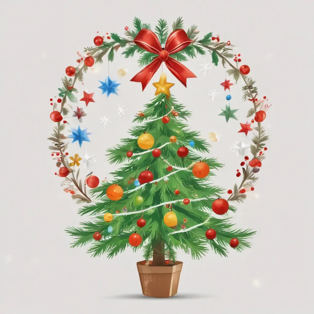 Festively Decorated Christmas Tree Surrounded by Colorful Ornaments and ...