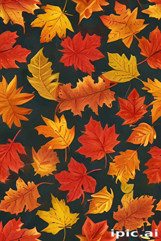 A Vibrant Collection of Autumn Leaves in Warm Colors on Dark Background