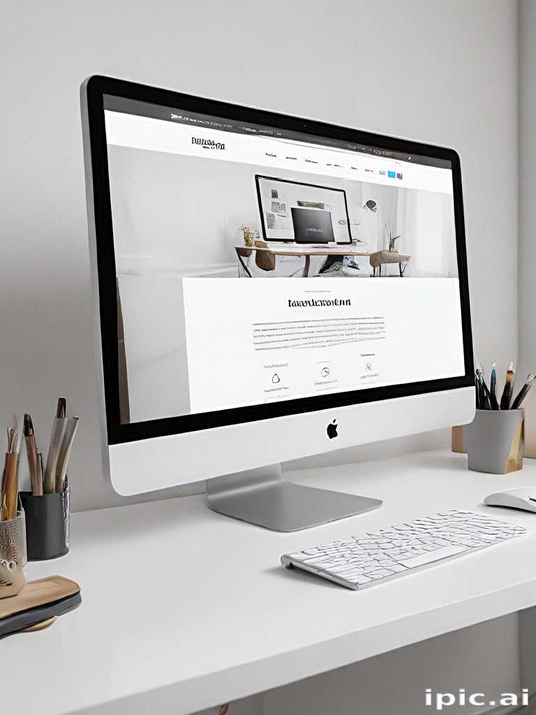 Modern Workspace Setup Featuring a Sleek Computer and Minimalist Design ...