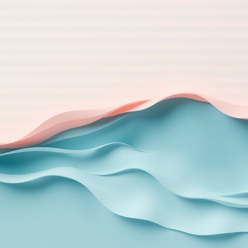 regenerate an abstract illustration of waves in pastel colors with a minimalistic striped background, use a Canon EOS R5 with an ISO of 100, aperture f/8, shutter speed 1/250s, shot from a top-down view, in a flat lay style to enhance image quality.