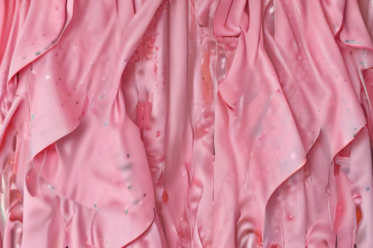 Elegant Pink Fabric with Flowing Ruffles and Subtle Color Variations