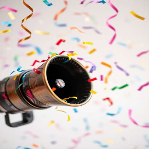 regenerate a festive party horn with colorful confetti and streamers, using a Canon EOS R5 camera, 50mm lens, f/1.8 aperture, ISO 100, under soft natural lighting, vibrant colors, and high-resolution detail, in a bright studio setting