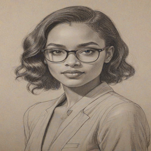 Delightful Maisie Richardson-Sellers, pencil sketch, portrait of Elegant woman 1924s in glasses, hair style beatnik, outline, clear lines, fine lines, 8k