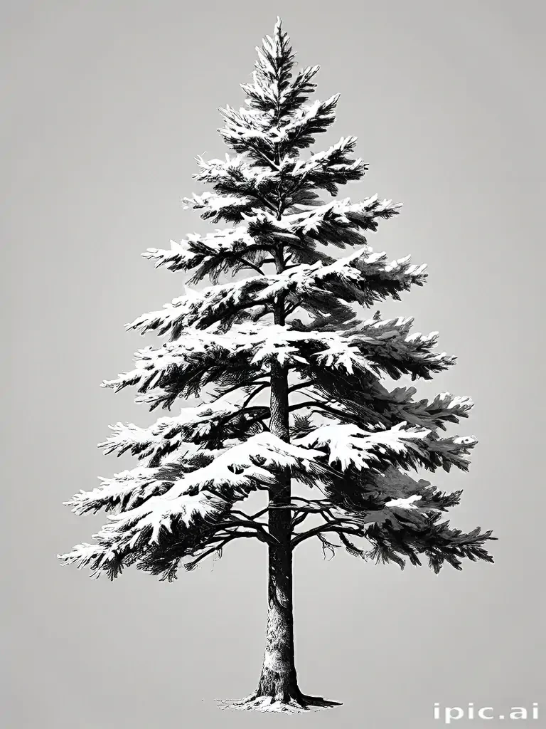 black and white pine tree clipart