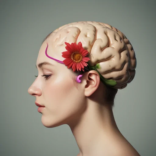 brain with flowers