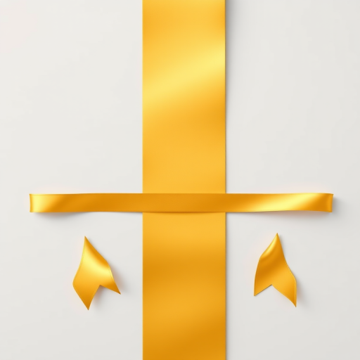 create a high-resolution golden ribbon banner design with smooth gradients and sharp edges, shot with a Canon EOS R5 at f/8, ISO 100, 50mm lens, top-down view, photorealistic style