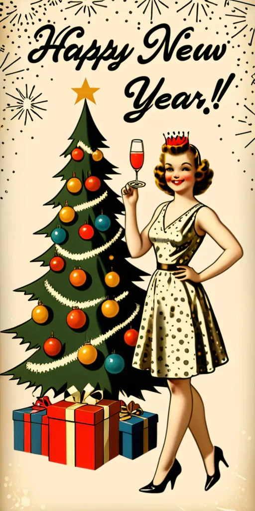 happy new year vintage