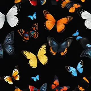 butterflies in black background