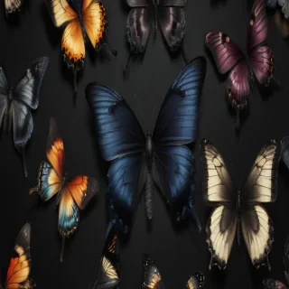 black wallpaper butterfly