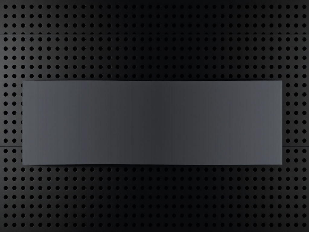 create a sleek black perforated background with a smooth, curved white banner in the center, high resolution, 50mm lens, f/2.8 aperture, 1/60 sec shutter speed, top-down view, studio lighting, digital camera