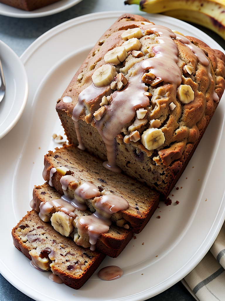 banana nut bread with glaze
