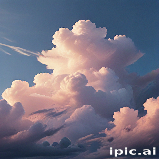 Majestic Cotton Candy Clouds Against a Soft Blue Sky at Dusk