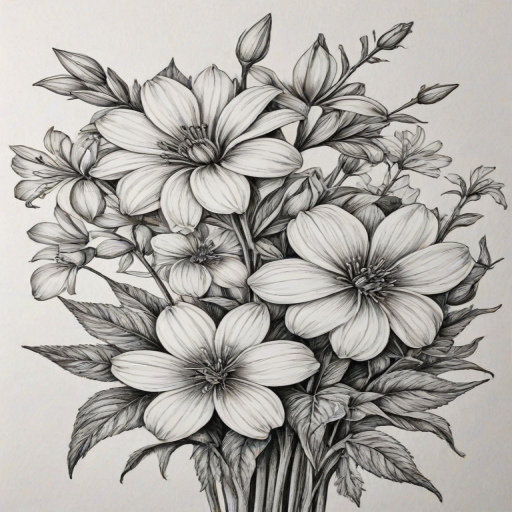 pencil drawn flowers