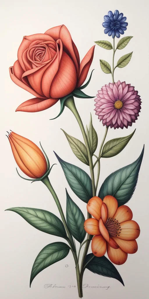 flower drawings in color