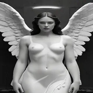 black and white angel