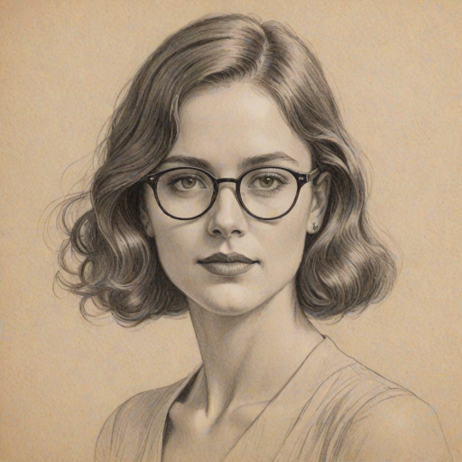Graceful Sophie Winkleman, pencil sketch, portrait of Beauteous woman 1926s in glasses, hair style beatnik, outline, clear lines, fine lines, 8k