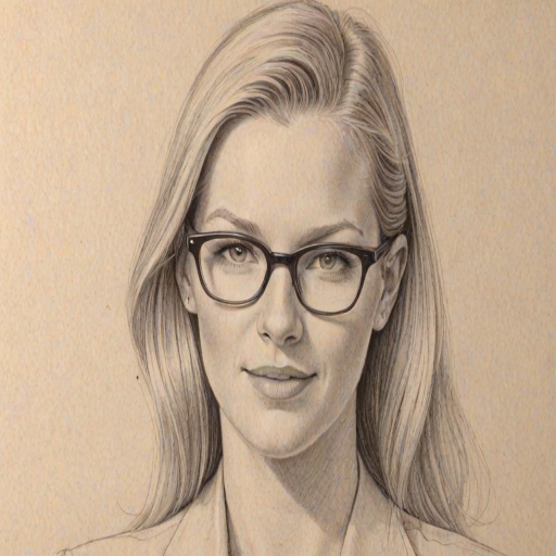 Comely Heather Morris, pencil sketch, portrait of Radiant woman 1977s in glasses, hair style beatnik, outline, clear lines, fine lines, 8k