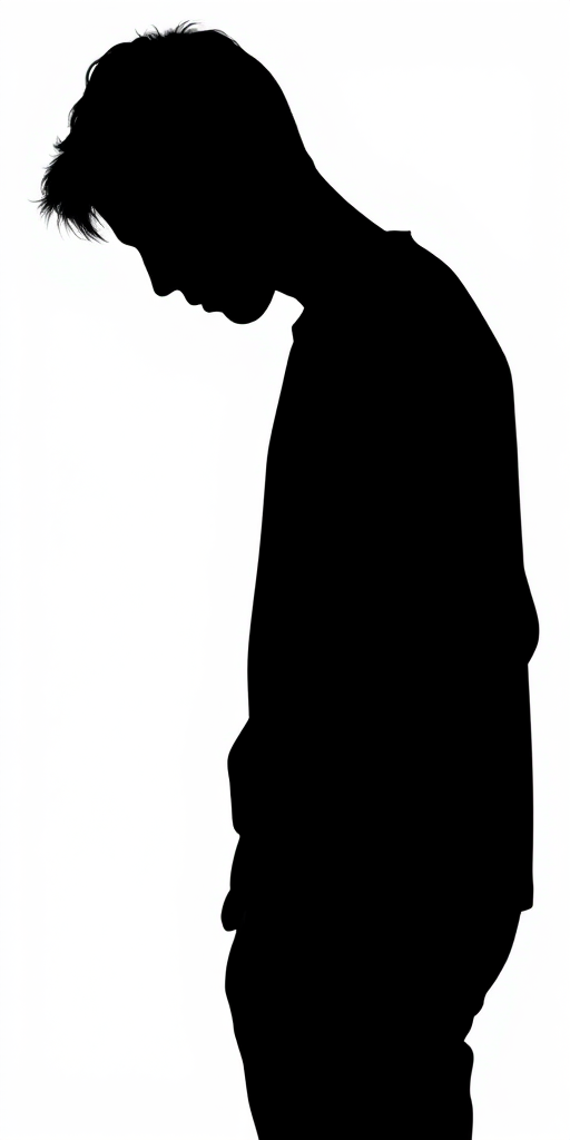 Generate a high-resolution image of a minimalist black silhouette against a white background, captured with a Canon EOS R5 at f/2.8, ISO 100, 50mm lens, in natural light, top-down view, employing a clean and sharp photographic style.