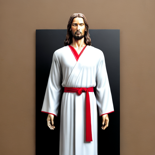 Realistic Jesus white robe with red robe over shoulder waist to above head