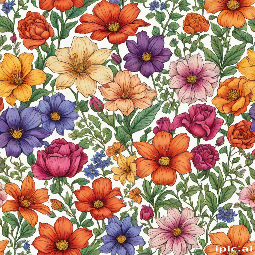 colored drawings of flowers
