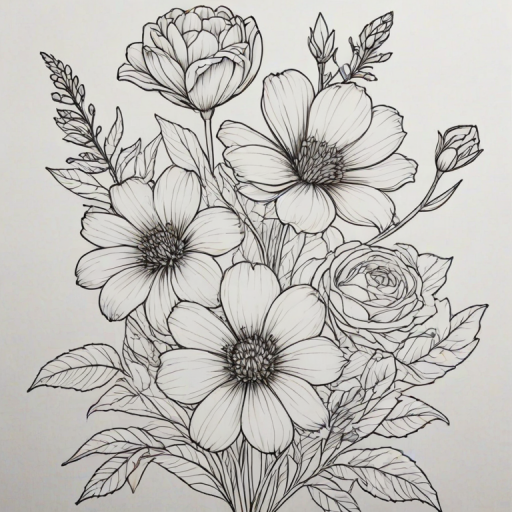 line work flowers