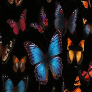 butterflies in black background