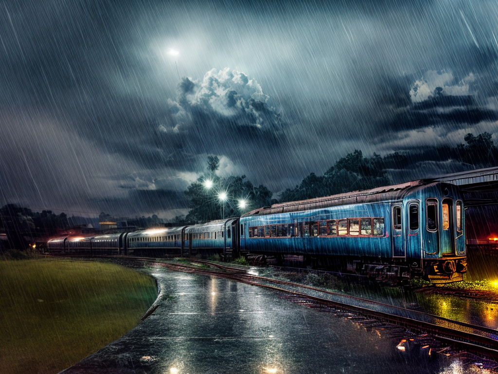 Train Raining Background down town train night raining