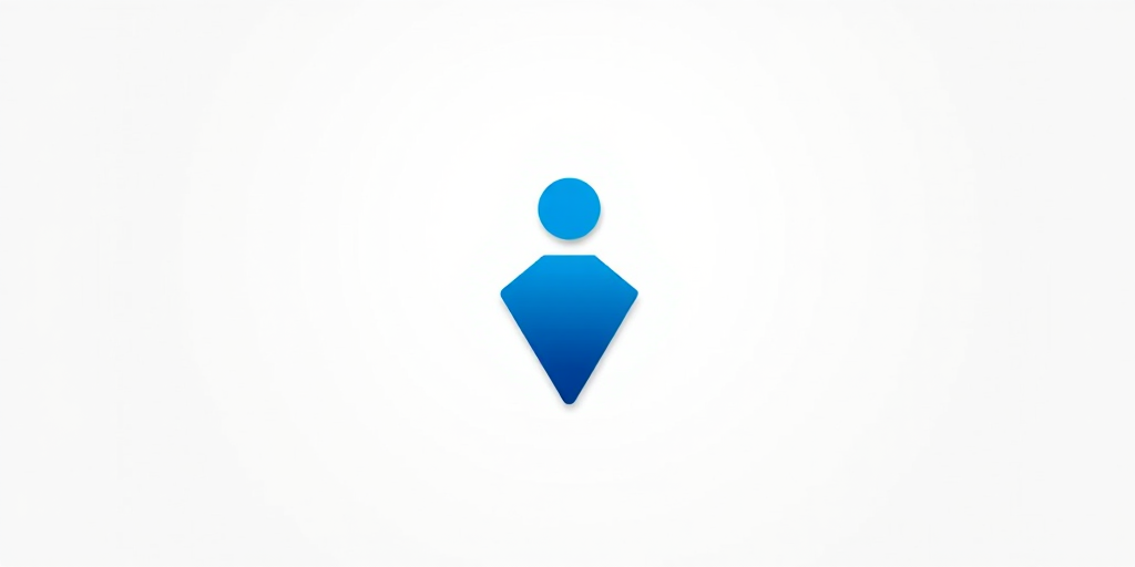 Create a high-quality vector graphic of a blue figure with a circular head and triangular body, centered on a white background using a DSLR camera at f/8 aperture, ISO 100, 50mm lens, top-down view, in a modern minimalist style.