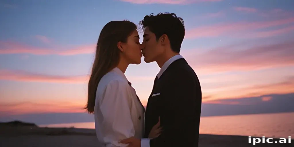 couple kissing aesthetic