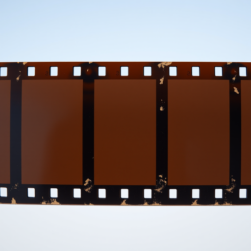 Create a high-resolution image of a film strip with three empty frames, using a DSLR camera set to ISO 100, f/5.6 aperture, and a shutter speed of 1/125 sec, captured from a straight-on angle with natural lighting for enhanced quality.