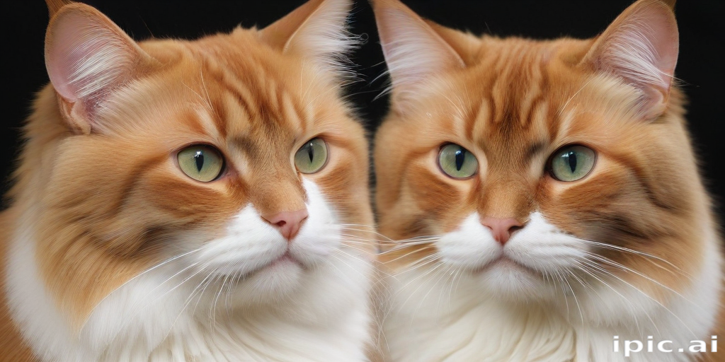 Two Majestic Cats with Striking Green Eyes Posing Together Elegantly