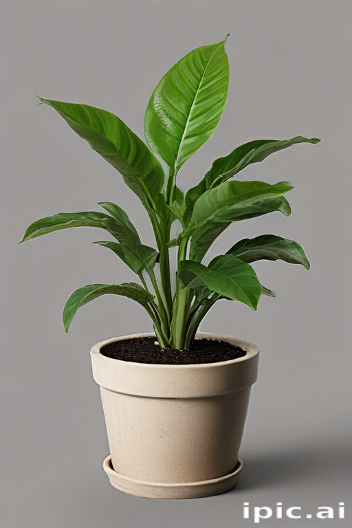 Vibrant Green Potted Plant with Lush Leaves in a Simple Pot