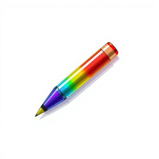 Create a high-resolution illustration of a colorful marker with a cap, set against a clean white background, using a digital art style, 300 dpi, 50mm lens, soft lighting for enhanced details and vibrancy.
