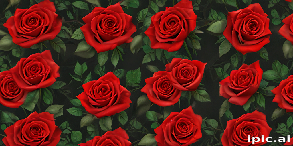 Vibrant Red Roses Surrounded by Lush Green Leaves on Dark Background