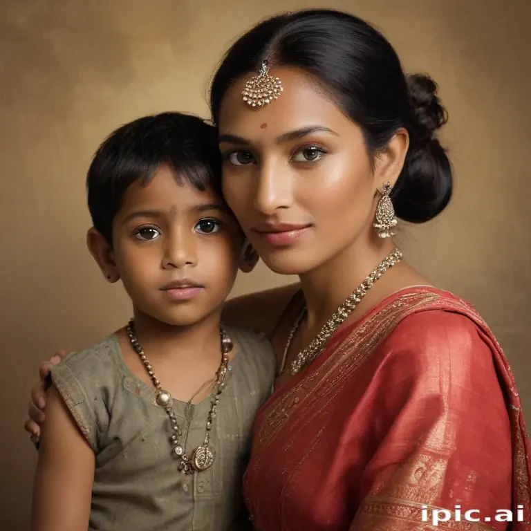 mom and son indian
