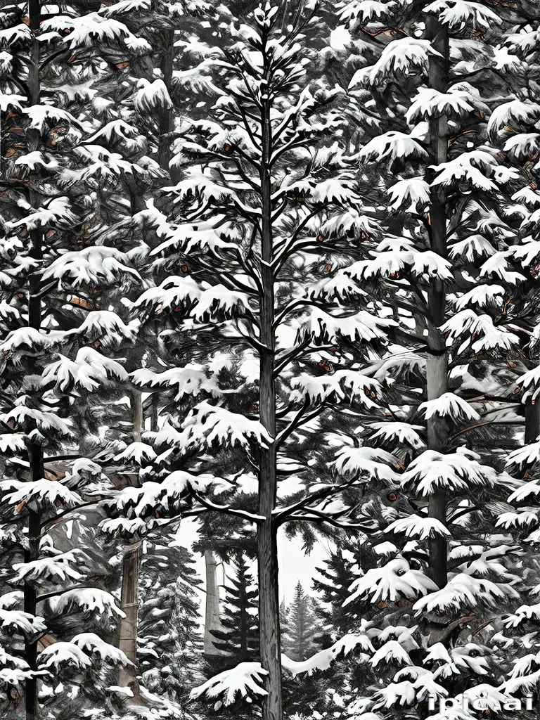 black and white pine tree clipart