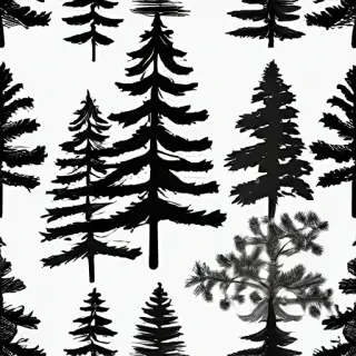 black and white pine tree clip art