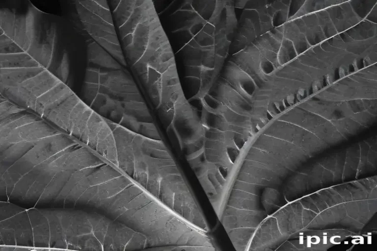 leaf in black and white