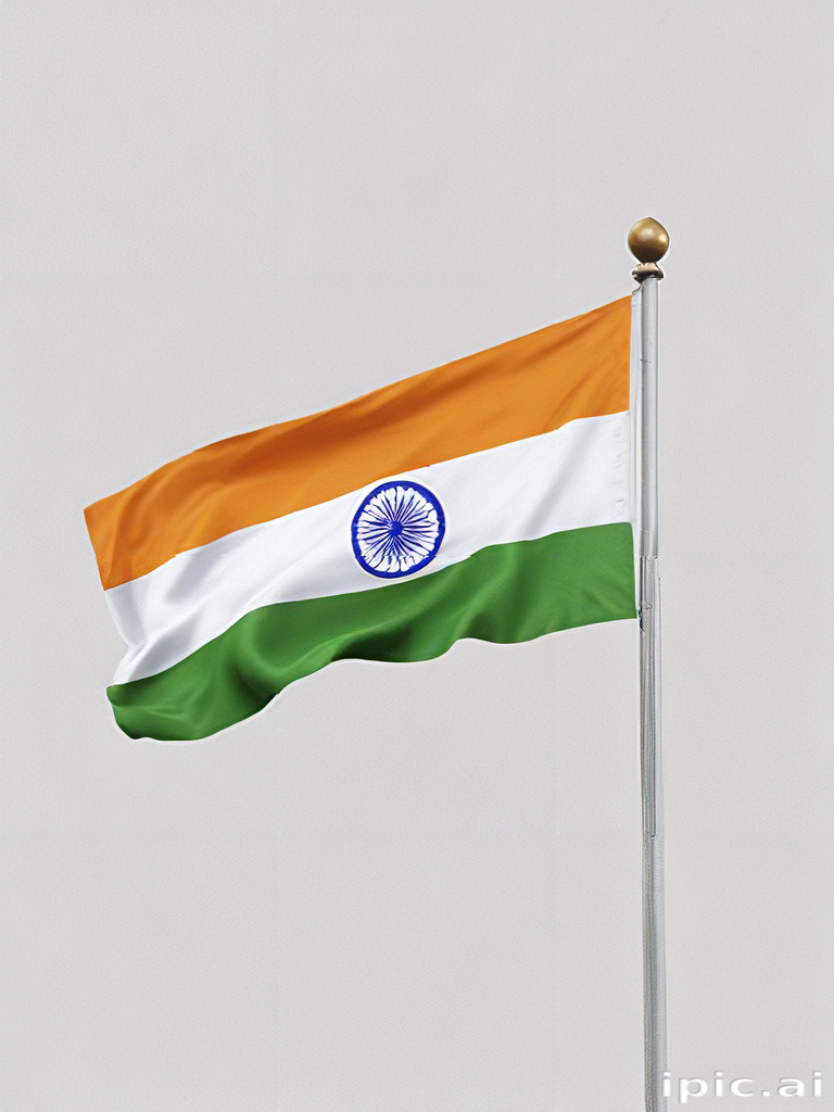 Waving Indian National Flag with Saffron, White, and Green Colors ...