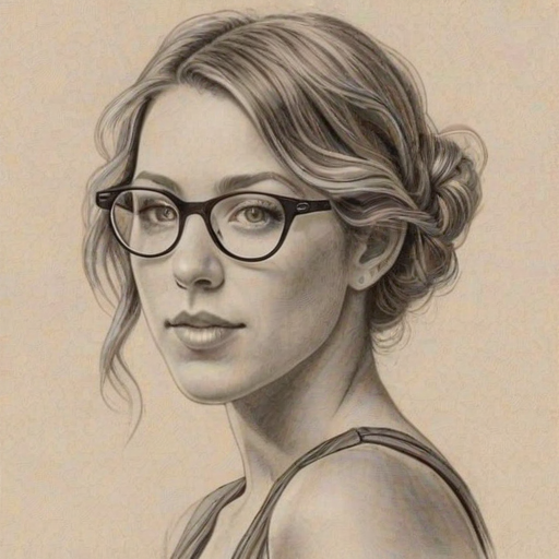 Enticing Colbie Caillat, pencil sketch, portrait of Enchanting woman 1928s in glasses, hair style beatnik, outline, clear lines, fine lines, 8k