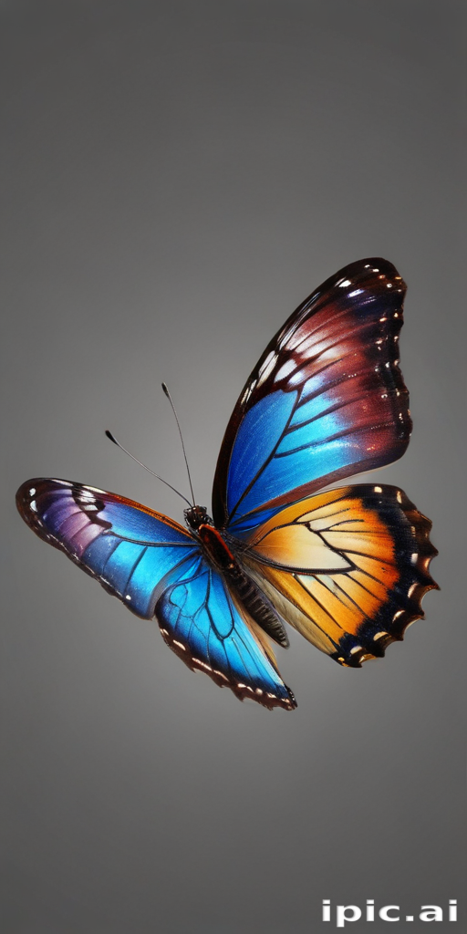Vibrant Blue Butterfly Spreading Its Colorful Wings Against a Soft ...
