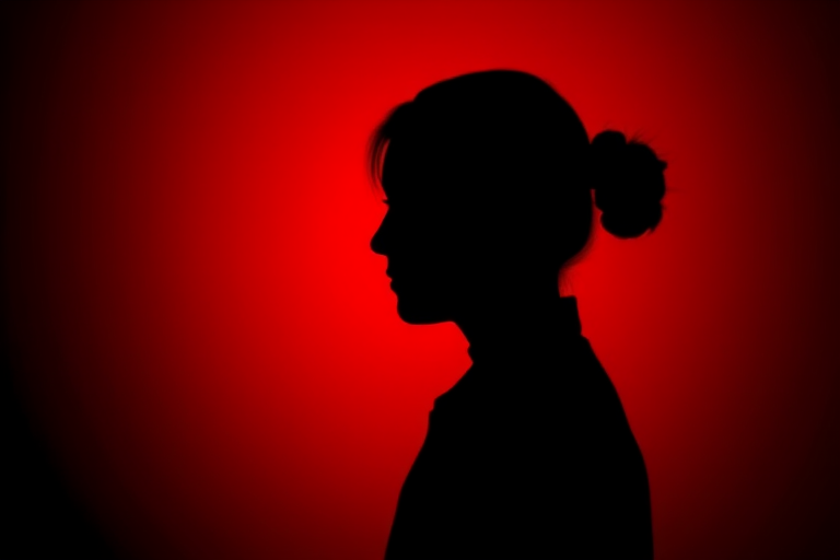Generate a high-resolution abstract image of a black silhouette with a smooth gradient background, using a DSLR camera at f/2.8 aperture, ISO 100, 50mm lens, centered composition, and soft lighting for enhanced contrast and clarity.