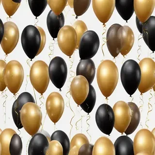 black and gold balloons png